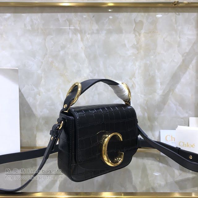 Chloe女包 克洛伊經典C Bag鱷魚壓紋手袋 Chole手提肩背斜挎包  jjh1362